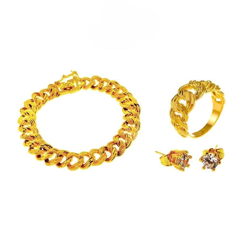EB127 - Bangkok Gold Coco Bracelet Combo Deal (Bracelet + Ring + Earings)