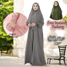 Xihana Elastic Cuff Jubah + Free Instant Tudung - Clearance - Dark Grey - Size 2XL