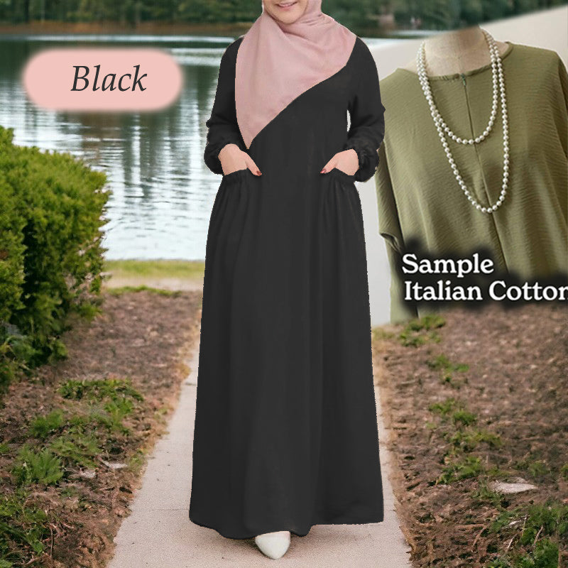Coffee Cotton Tunic Jumbo - Loose Sleeve - Clearance - Black - Size L