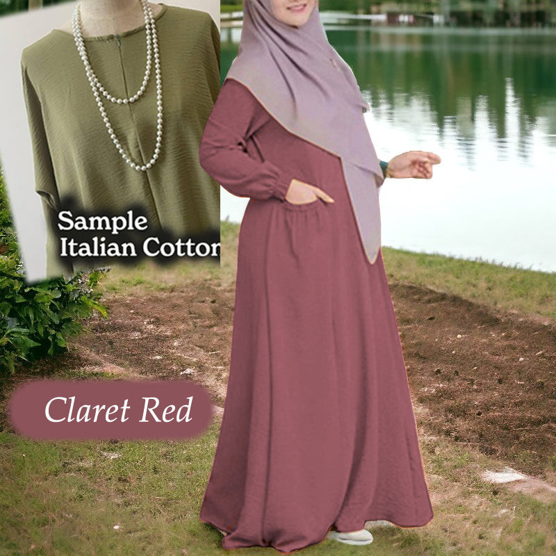 Coffee Cotton Tunic Jumbo - Loose Sleeve - Clearance - Claret Red - Size L