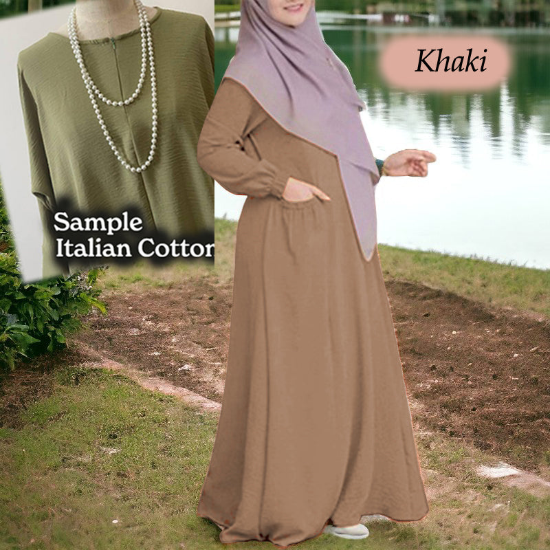 Coffee Cotton Tunic Jumbo - Loose Sleeve - Clearance - Khaki - Size XL