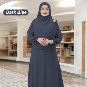 Letter Tunic Jumbo B (Loose Sleeve) - No Tudung - Clearance - Dark Blue - Size 10XL