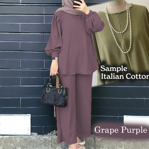 Uno Cotton Loose Pants Set - Clearance -  Grape Purple - Size 3XL