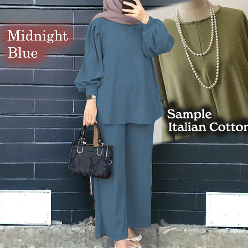 Uno Cotton Loose Pants Set - Clearance -  Midnight Blue - Size 4XL