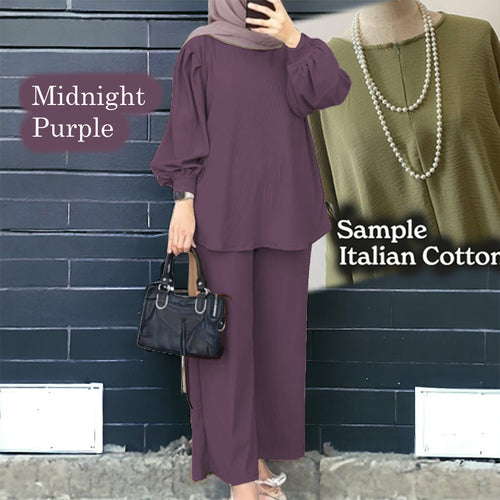 Uno Cotton Loose Pants Set - Clearance - Midnight Purple - Size 3XL