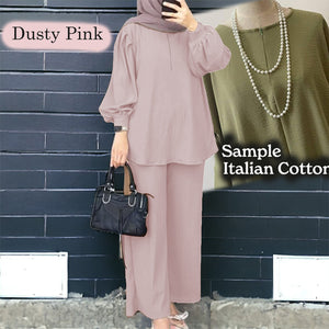 Uno Cotton Loose Pants Set - Clearance - Dusty Pink - Size 3XL