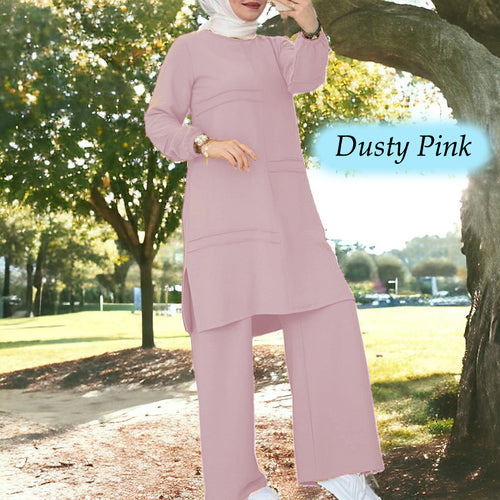 Gazala Cotton Muslimah Set - Dusty Pink - Size 3XL
