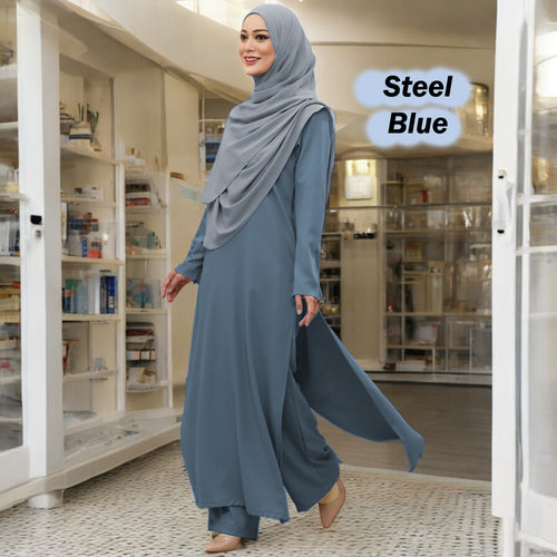 Pasha Tunic Jumbo + Pants - Clearance - Steel Blue - Size L