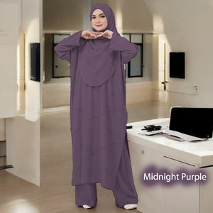 Isella Set (Free Instant Tudung) - Clearance - Midnight Purple - Size 5XL