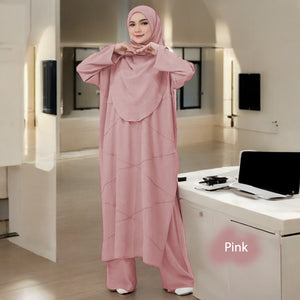 Isella Set (Free Instant Tudung) - Clearance - Pink - Size 5XL