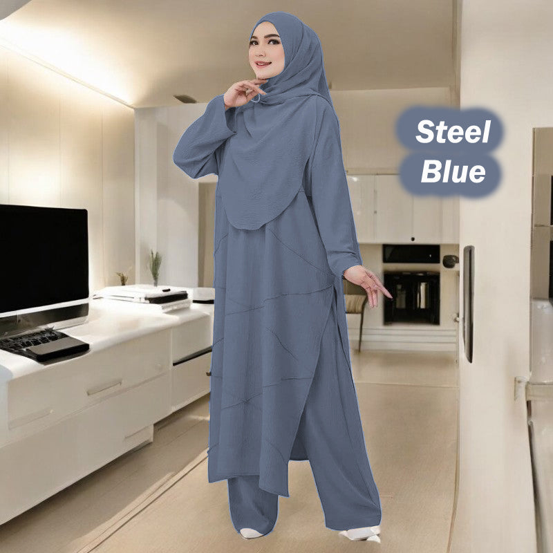 Isella Set (Free Instant Tudung) - Clearance - Steel Blue - Size XL