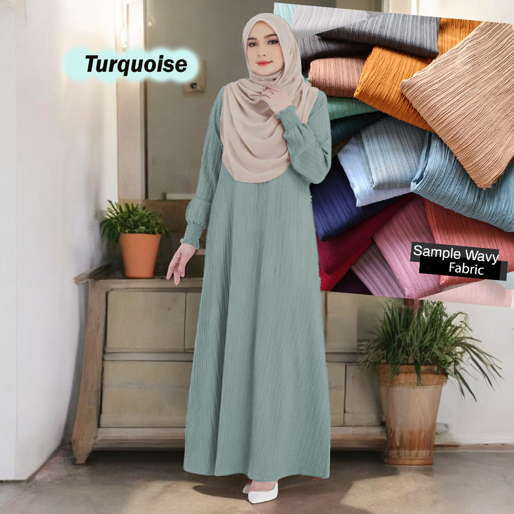 Octa Wavy Jubah - Clearance - Turquoise - Size 2XL