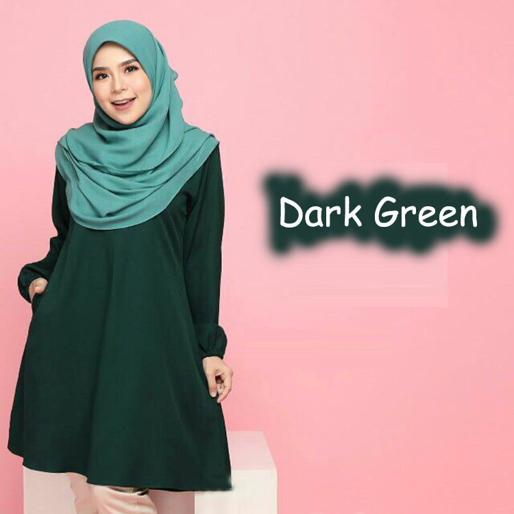 Lalita Long Blouse - Clearance - Dark Green - Size L